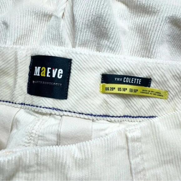 NWT Anthropologie Maeve The Colette Cropped Cord Wide Leg Trousers Ivory Cream - Picture 8 of 16